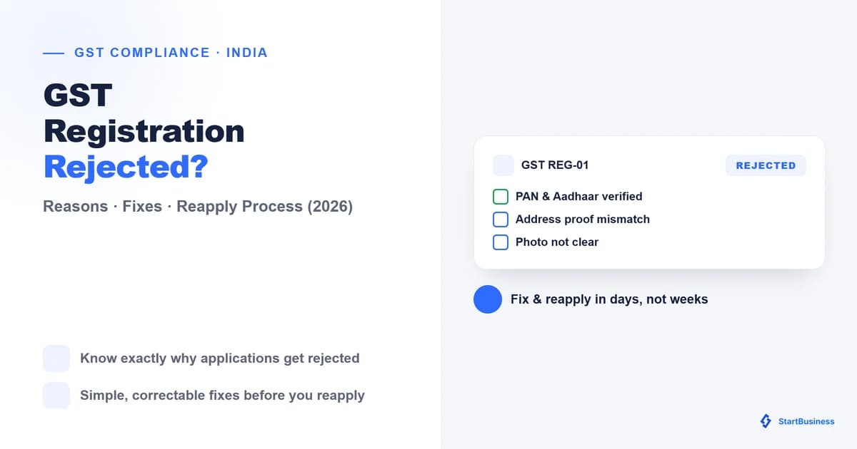 GST Registration Rejected? Reasons, Fixes & Reapply Process (2026)